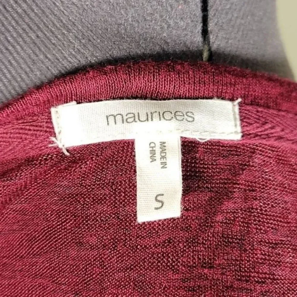 Maurices Burgundy Long Sleeve Top Sz S